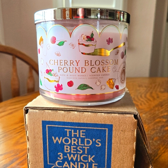 Bath & Body Works Other - 🛍BOGO 50%🍒🍰🕯NWT‼️Bath & Body Works "Cherry Blossom Pound Cake" 3-wick Candle